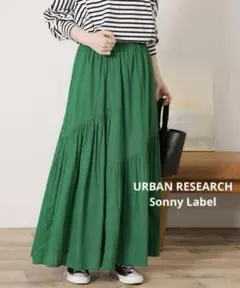 Sonny Label◆インドコードコットンアシメギャザースカート◆グリーン◆F