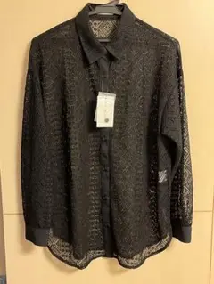 新品‼️GLACIER 柄レースメッシュシャツ　レディース　Mサイズ　黒