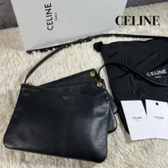✨極美品✨セリーヌ トリオショルダーバッグ スモール 新ロゴ 黒 ラムスキン 箱