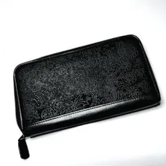 ペイズリー模様　黒　長財布