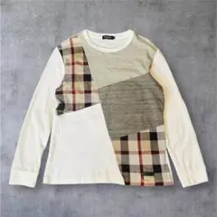 訳あり ブラックレーベルクレストブリッジ パッチワーク ロングTシャツ M