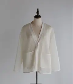 新品未使用　pois ポワ double mesh Cardigan ホワイト