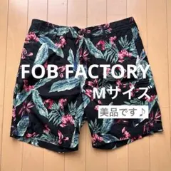 ★美品★FOB FACTORY ボタニカル ハーフパンツ M リネン混 黒ベース