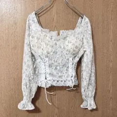 WCフラワーレース　LS ブラウス　長袖トップス　ガーリー　レース花柄