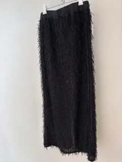 タイムセール[新品]ブラック 黒フリンジスカート ロングタイトLサイズ