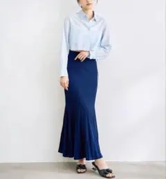 【美品】COCO DEAL シアーリブニットスカート　ネイビー