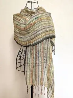 インド ラメ入り ストライプ模様のストール・ショール