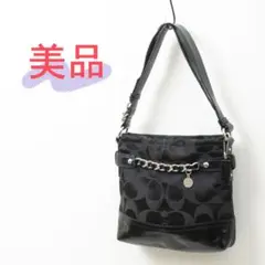 【美品】COACH(コーチ)シグネチャー 2way ショルダーバッグ ブラック!