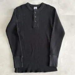 美品 ジェラード サーマルニット ヘンリーネック 長袖 ワッフル 黒【36】