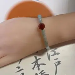 天然翡翠、A貨ひょうたん6mm。天然、ガーネット8.5mm