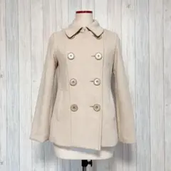 【UNTITLED】ベージュ アンゴラ混 ダブルブレストコート アウター 羽織り