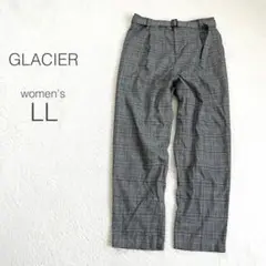 【グラシア】タックテーパードパンツ ハイウエスト チェック 大きいサイズ 美品