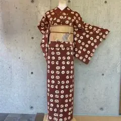 正絹 小紋 赤茶系 袷