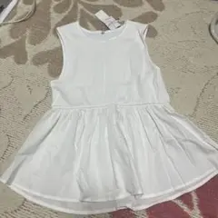 ホワイトリブ編みノースリーブチュニック