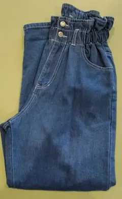 ハイウエストデニムパンツ ウエストゴム付き