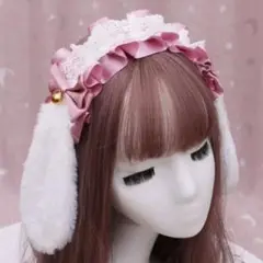 ♥️お値下げ♥️うさ耳 ヘッドドレス ピンク ロリータ コスプレ 仮装 ゴスロリ