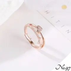 【新品】ダブルハートデザインリング アクセサリー 指輪 ローズ レディース