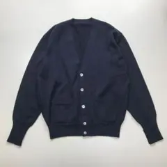 4446 Vネックカーディガン メンズ 長袖 リブ袖 ベーシック ポケット付