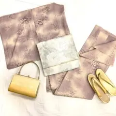 〔5871〕着物 小紋 単衣 白 単品販売♪