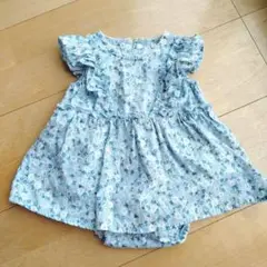 ほぼ未使用❢coto cotteコトコット花柄ドレス青 ワンピース70 おまけ付