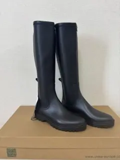 【タグ付き未使用】UNISA ユニサ サイドゴアショートレインブーツ 防水 39 ウニサ UNISA サイドゴアショートレインブーツ （ブラック