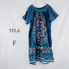 『TELA』テラ(F)半袖総柄ワンピース/綿100% ひざ丈 チチカカ
