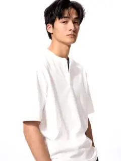 ドライワッフルヘンリーネックTシャツ M