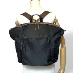 美品 サザビー SAZABY 3wayリュックショルダーバッグ ブラックナイロン