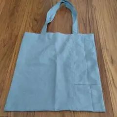 ハンドメイド　水色 キャンバス トートバッグ　39×40