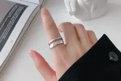 スタイリッシュ ダブル リング 【大人気】韓国 指輪 シルバー
