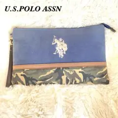 U.S. POLO ASSN クラッチバッグ 青 迷彩