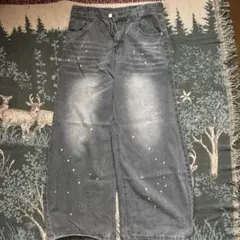 SPLASH WASHED BAGGY DENIM PANTS y2k