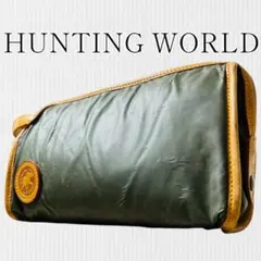 【良品】HUNTING WORLD クラッチバッグ セカンドバッグ カーキ