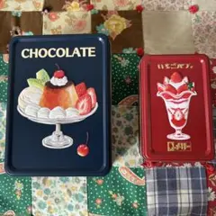 メリーチョコレート　いちごパフェ缶　プリンアラモード缶