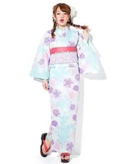 GRL 浴衣 ちいぽぽ 水色 4点セット