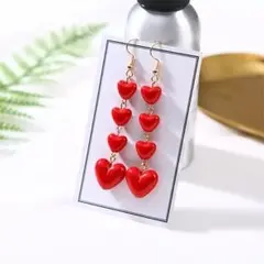 ハート 赤 Red ピアス ゴールド 秋冬