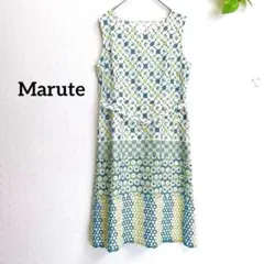 Marute ノースリーブ　ワンピース　膝丈　幾何学模様　サイズ40 日本製