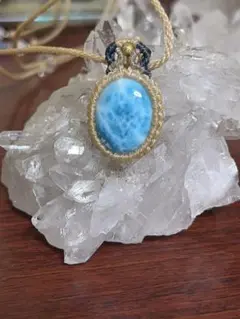 ★ 未使用品 ラリマー まくら編み ネックレス