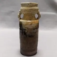 西岡良弘　氏作　朝鮮唐津耳付花生　唐津焼花入　茶道具　陶器　唐津焼 西岡良弘 朝鮮唐津花入 花生 花瓶 西岡小十 西岡良弘 朝鮮唐津花