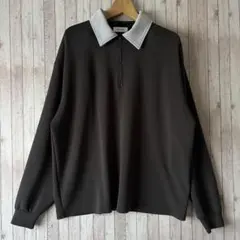 【MONO-MART】メンズ　ダークグレー　トレーナー　襟付き　ゆったり　M