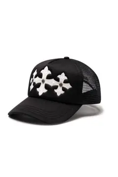 Cross Leather Patch Mesh Cap