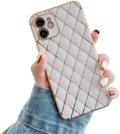 iPhone12ケース白 可愛い チェック柄 スマホケース