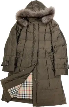BURBERRY LONDON フォックスファー ベルト付き ダウンコート 38