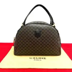 極 美品 セリーヌ マカダム ブラゾン レザー ミニ トートバッグ ハンドバッグ