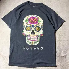 古着カンクン メキシコ シュガースカル Tシャツ M チャコールグレー
