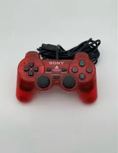 美品 PS2 プレステ2 DUALSHOCK2 コントローラー クリア レッド