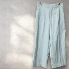 インデックス【L】ワイドパンツ ボトムス 水色 センタープレス ポケット 綺麗め