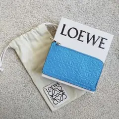 ほぼ未使用 LOEWE コインカードホルダー ロエベ リピート エナメル ブルー