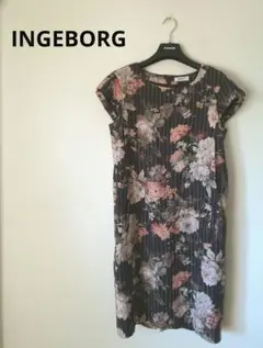 INGEBORG インゲボルグ ウールワンピース 花柄 サイズ3 9号 M L