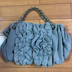 デニムフリルチェーンハンドバッグ新品